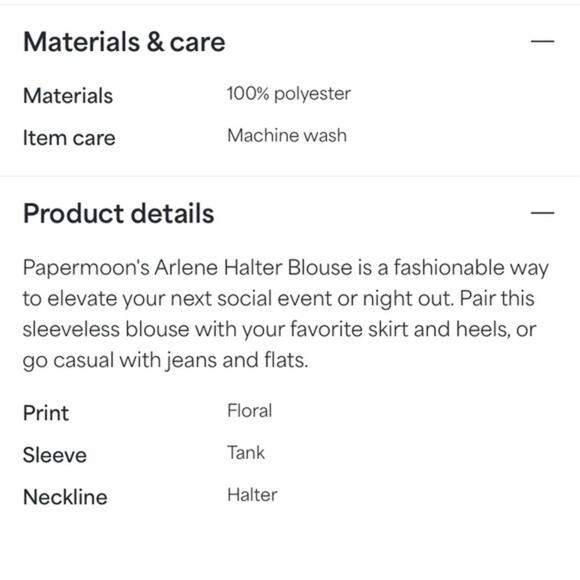 Papermoon Stitch Fix Arlene Halter Blouse XS NWT - Picture 4 of 6